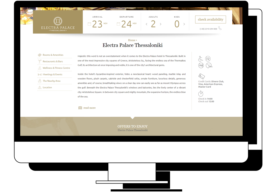 Electra Hotels Case Study User Interface