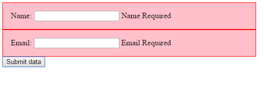 Fields with validation triggered by button click